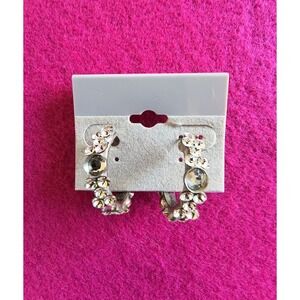 Sorrelli Hoop Earrings Large and Small Crystals Silver Tone